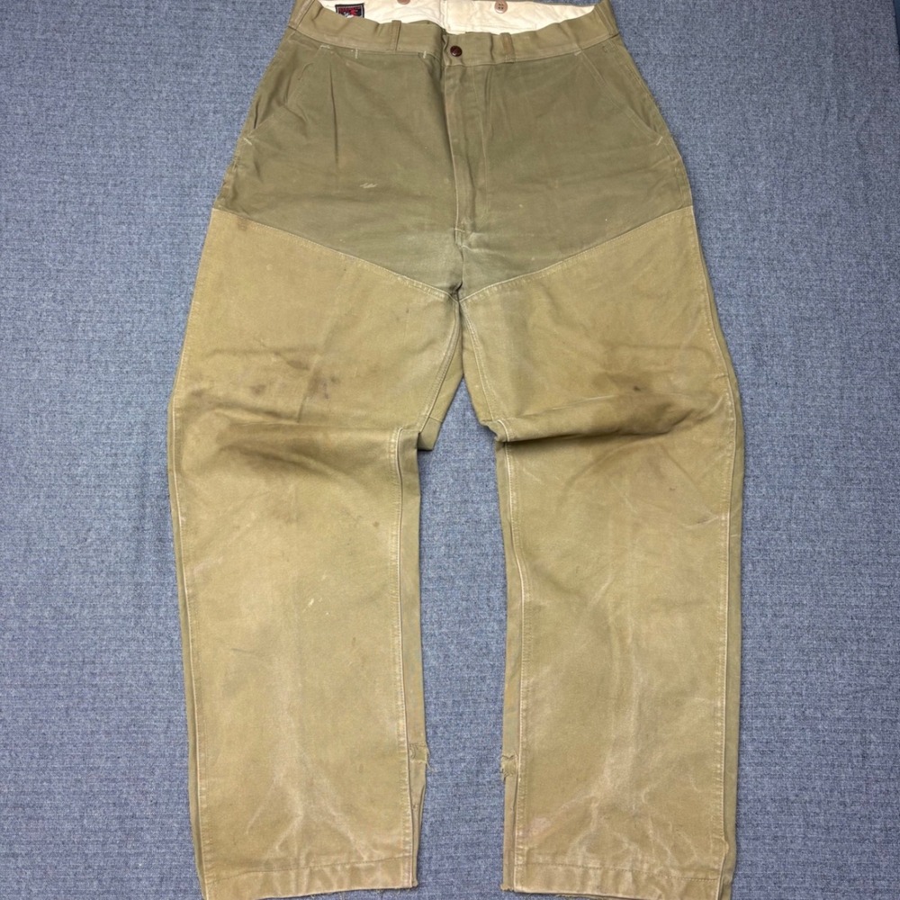 Vtg Red Head Bone-Dry Hunting Pants Mens 34x30 Olive Canvas Double Front Duck